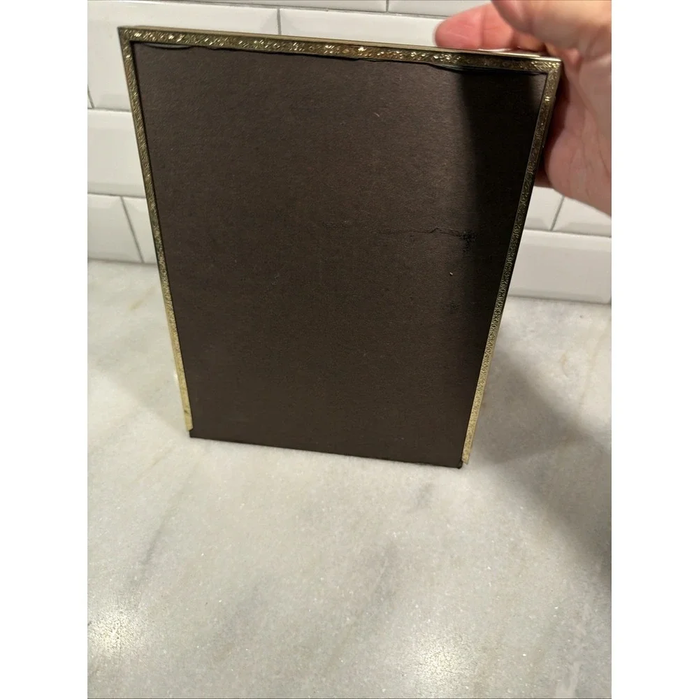 VINTAGE Metal Frame TWO PHOTO BI-FOLD HINGED GOLD TONE 8x10